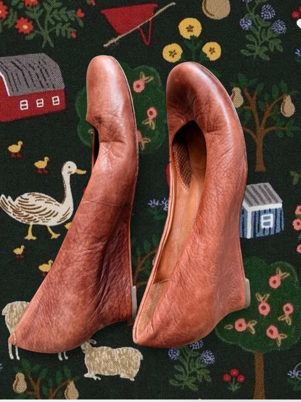 gentle souls Rustic Tan Leather Wedge Heels